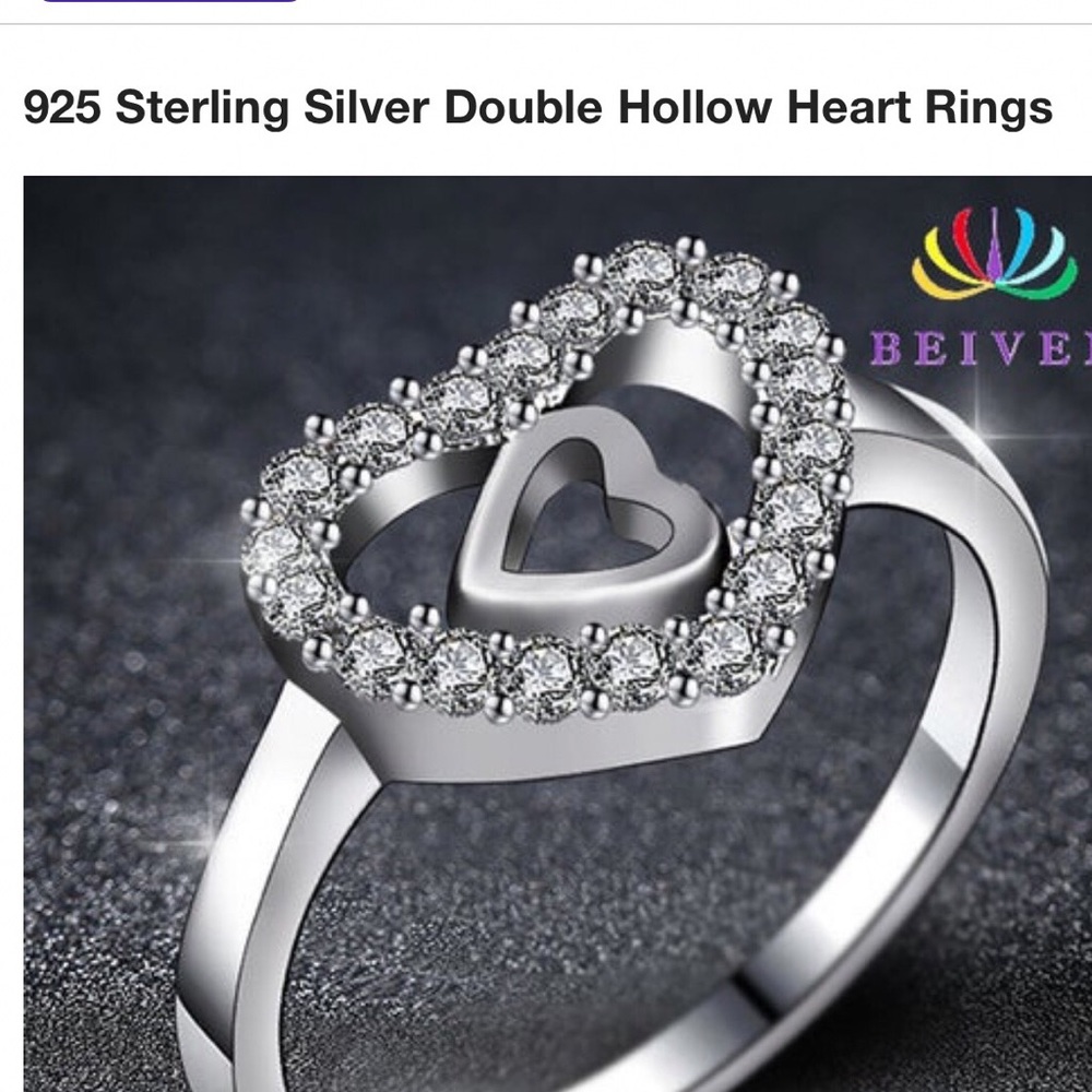 New Sterling silver heart shaped ring